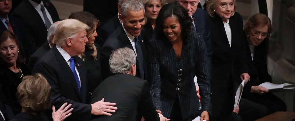 George W Bush Gives Michelle Obama Candy at Father's Funeral
