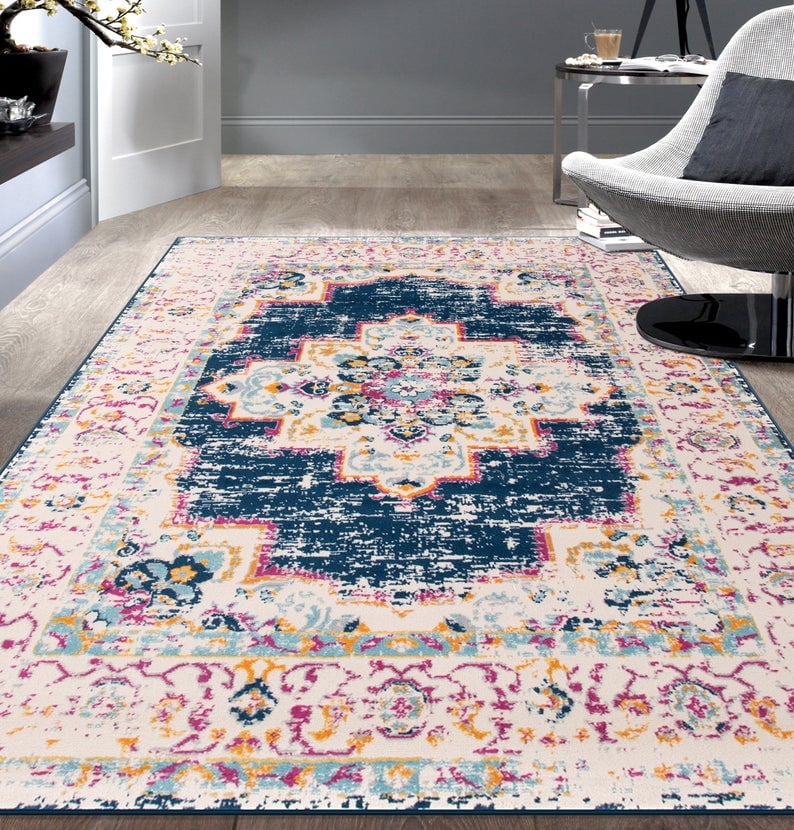 Rugshop Bohemian Medallion Distressed Design Area Rug