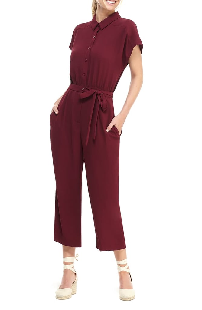 Gal Meets Glam Collection Raina Button-Front Crepe Jumpsuit
