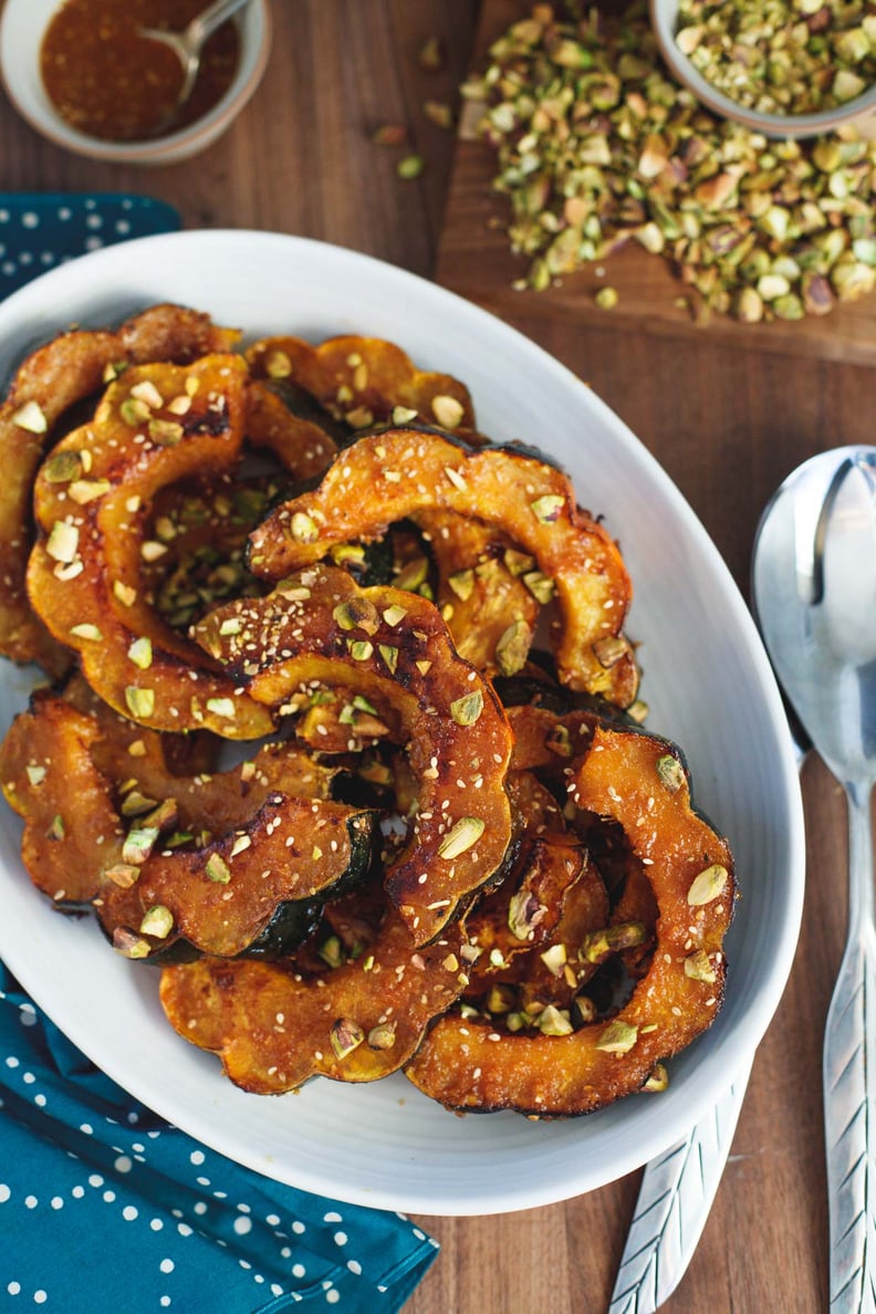 Ginger-Miso Acorn Squash With Toasted Pistachios