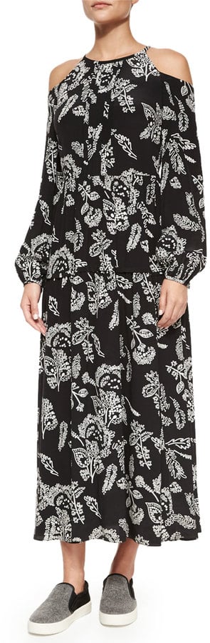 Thakoon Addition Long Floral-Print Silk Cold-Shoulder Dress ($650)