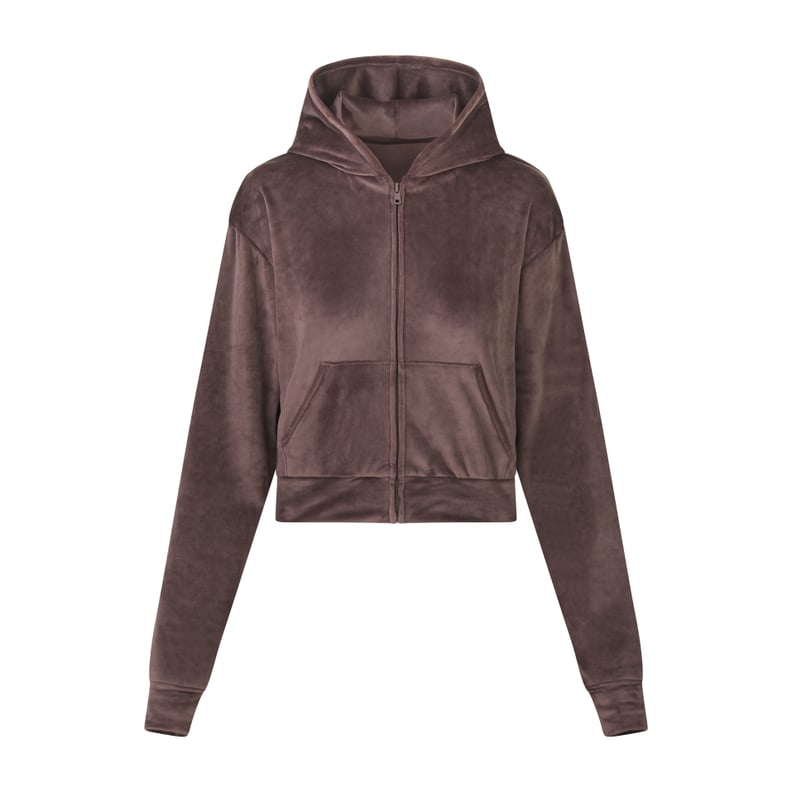 Kim Kardashian Skims Velour Hoodie in Amethyst