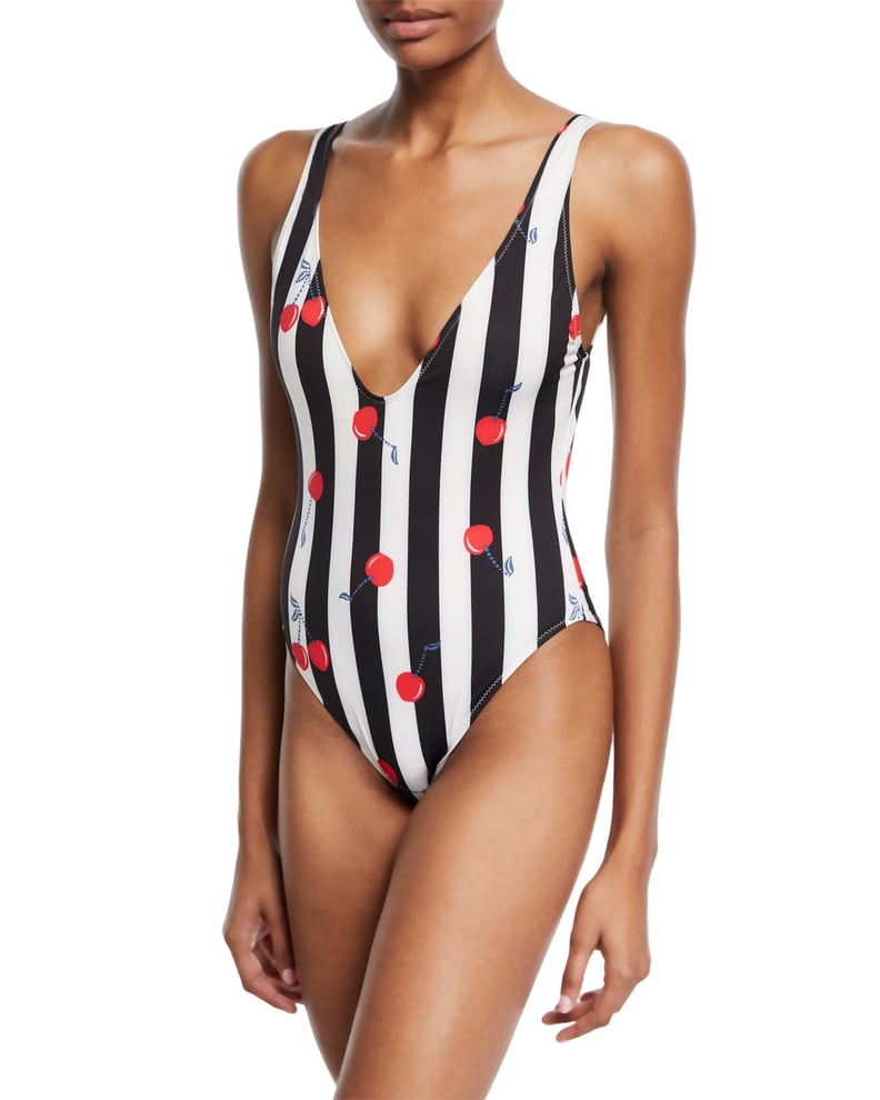 Solid & Striped Michelle Striped Cherry-Print One-Piece