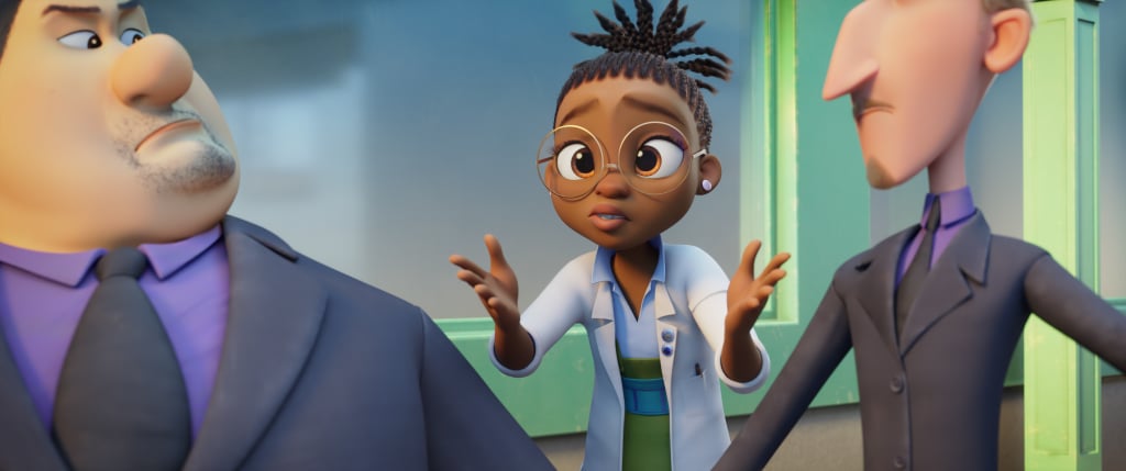 The above character is Kendra Wilson, voiced by Yara Shahidi. Ruben (right), is voiced by Dax Shepard, and Butch (left), is voiced by Randall Park.