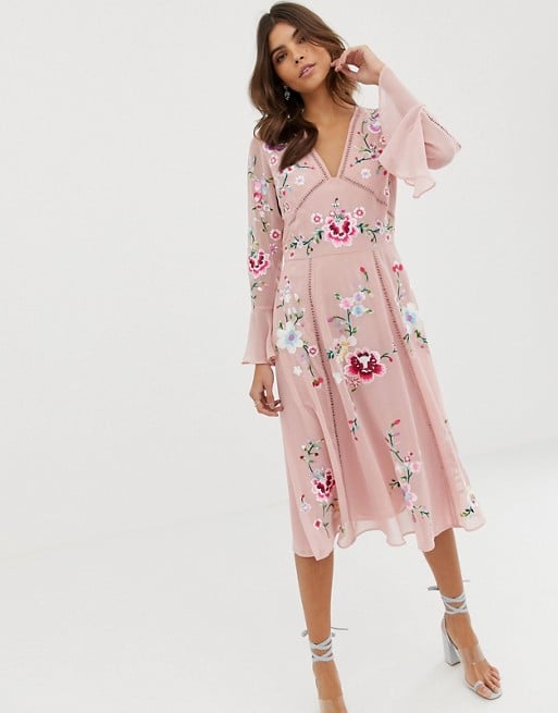 ASOS Design Embroidered Midi Dress