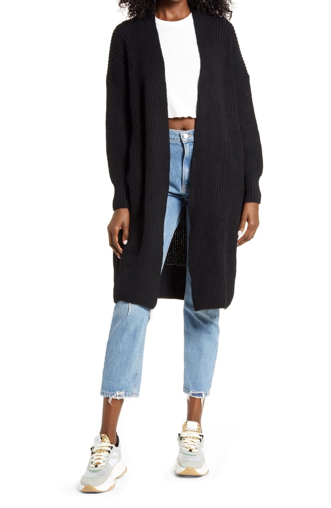 Topshop Ribbed Open Front Cardigan