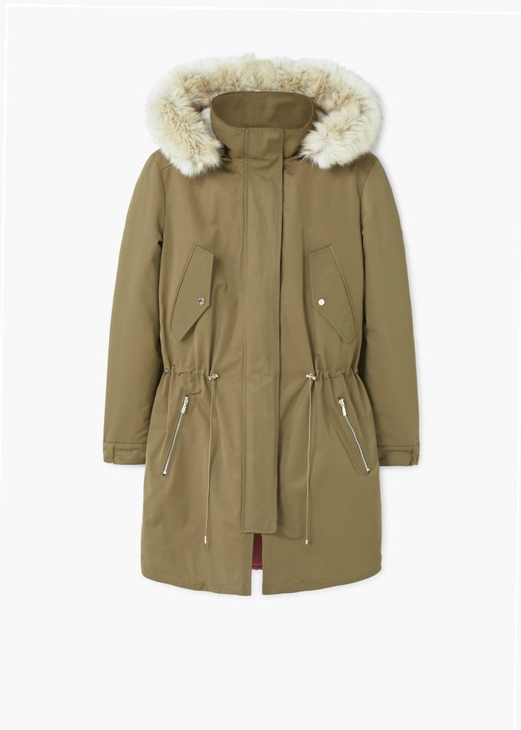 Mango Faux Fur Hood Coat