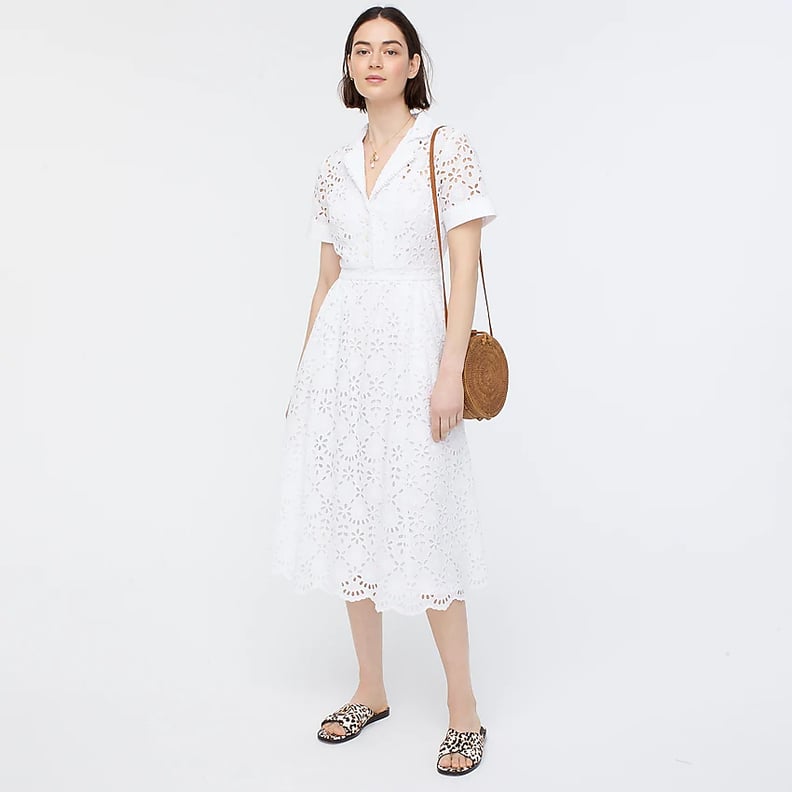 J.Crew Short-Sleeve A-Line Dress in Embroidered Eyelet