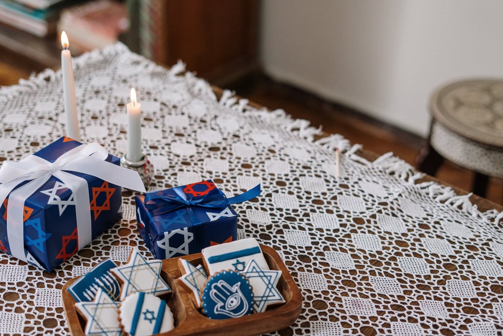 Hanukkah Gifts and Cookies Zoom Background