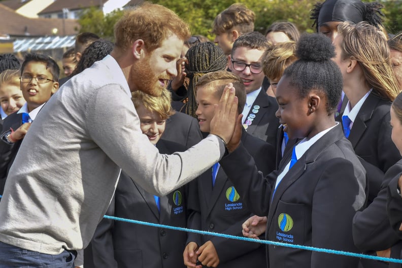When He Gave Out a High Five While Visiting a School in England