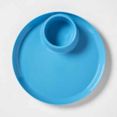 9.9" Plastic Divided Dinner Plate Blue