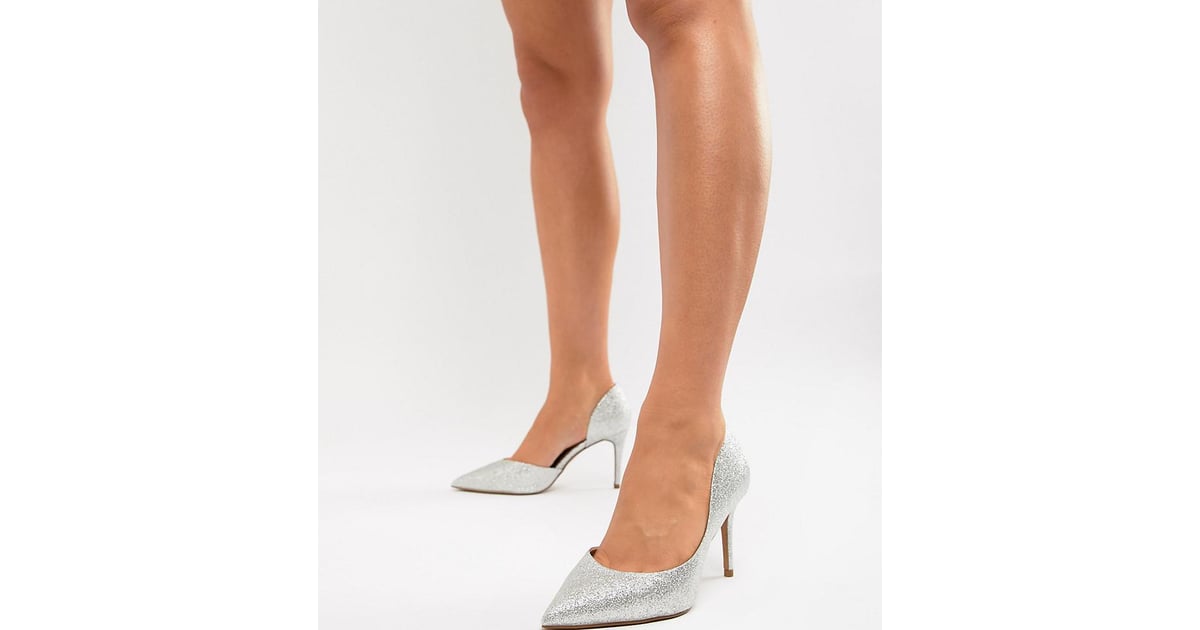 silver glitter heels wide fit
