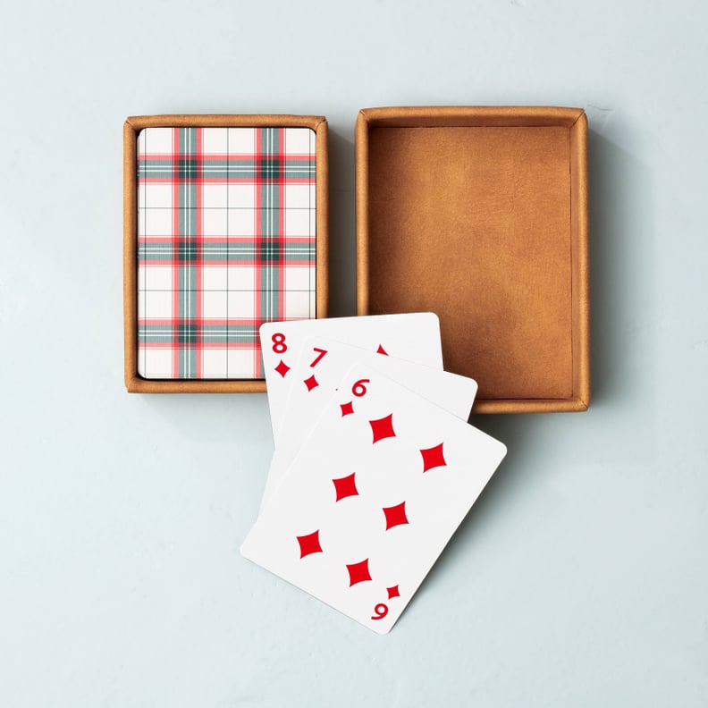 Holiday Plaid Playing Cards With Faux Leather Case