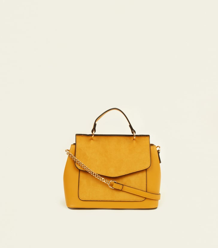 New Look Mustard Suedette Panel Top Handle Bag | New Look Vegan Fashion ...