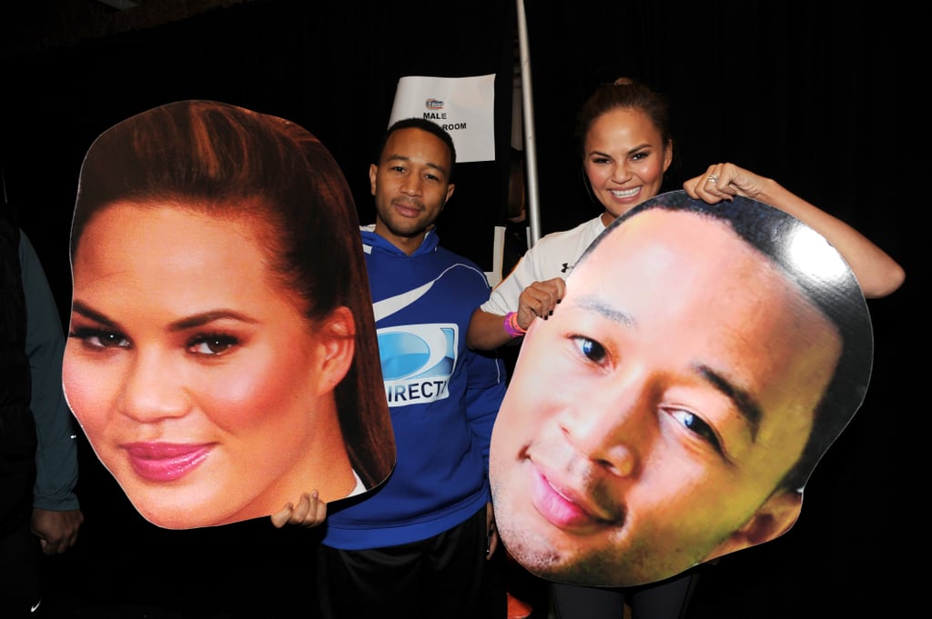 Chrissy Teigen and John Legend at the Super Bowl 2014