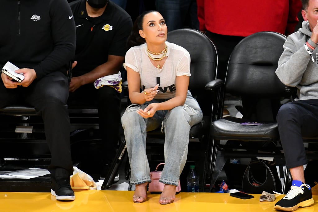 Kim Kardashian's "I Love Nerds" Crop Top at the Lakers Game