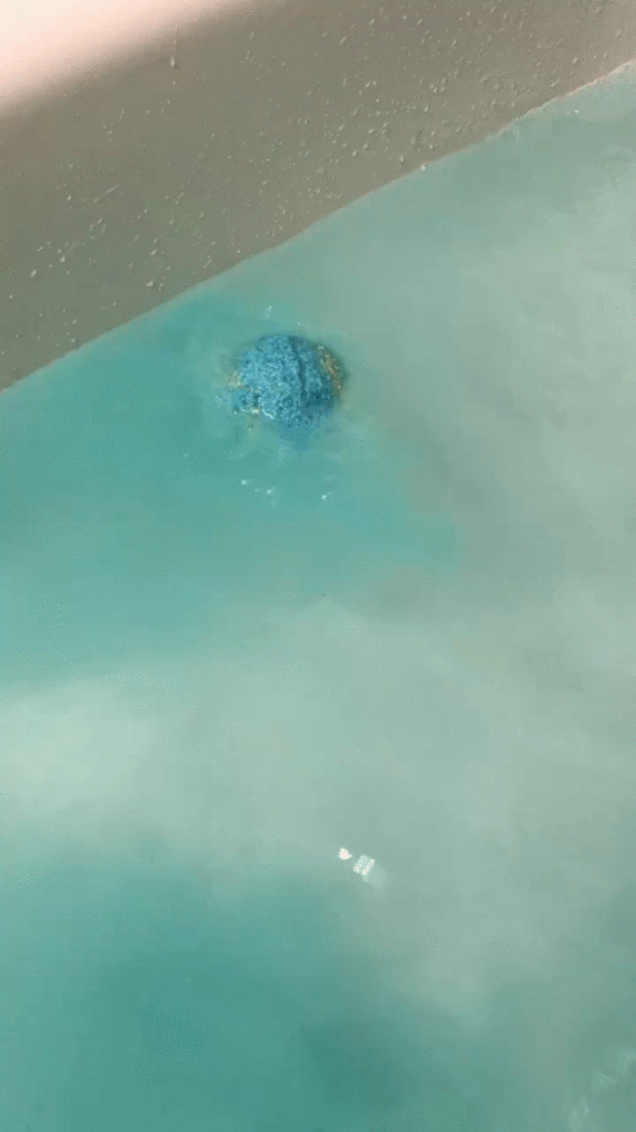 Like most bath bombs, it fizzes and smells delicious when added to the bath.