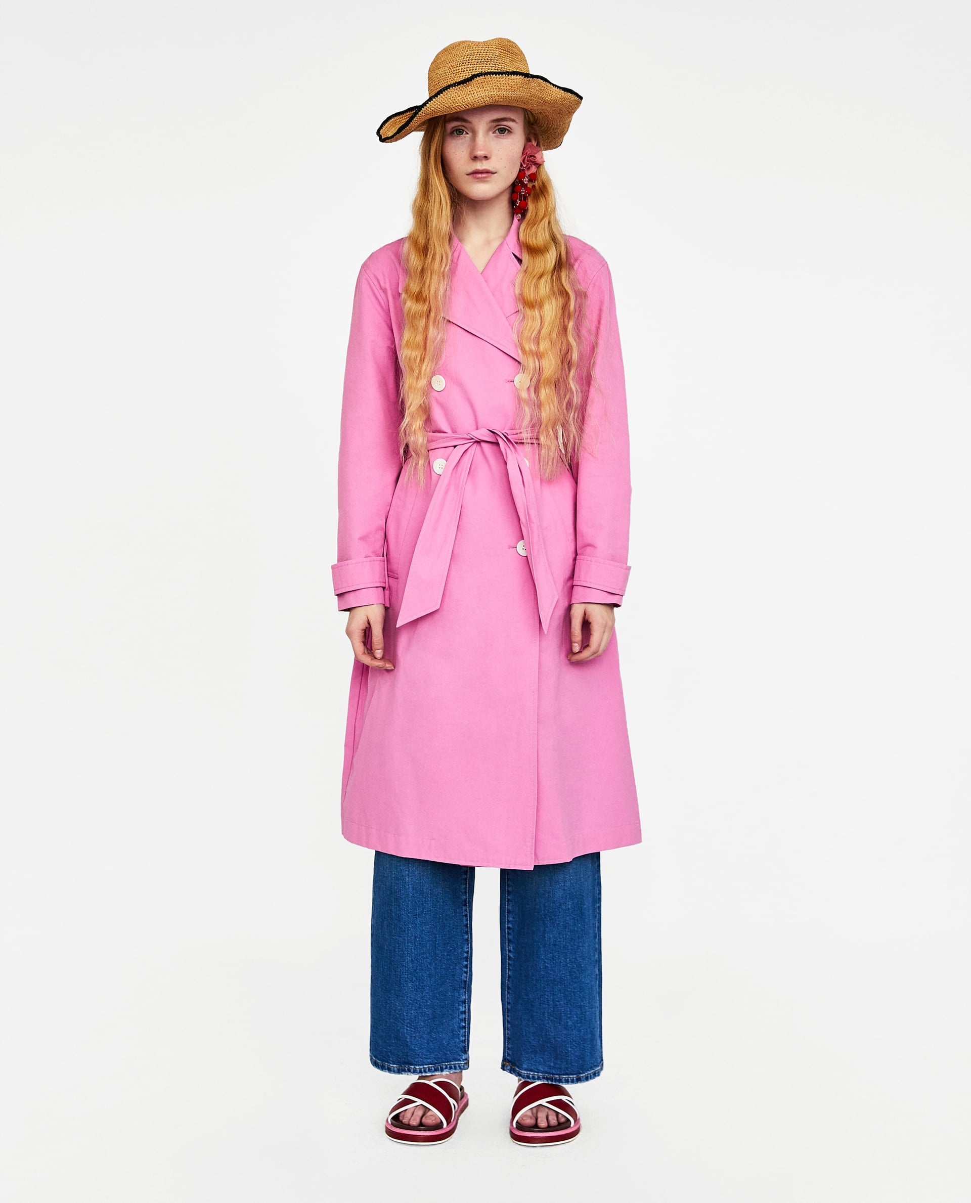 pink trench coat zara