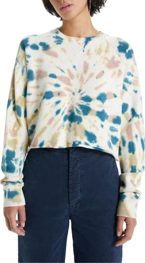 MOTHER The Loafer Tie Dye Crop Sweatshirt