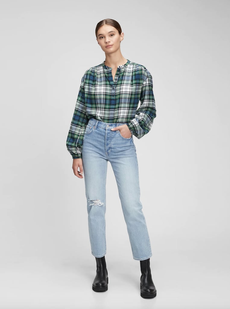 Gap Shirred Henley Top