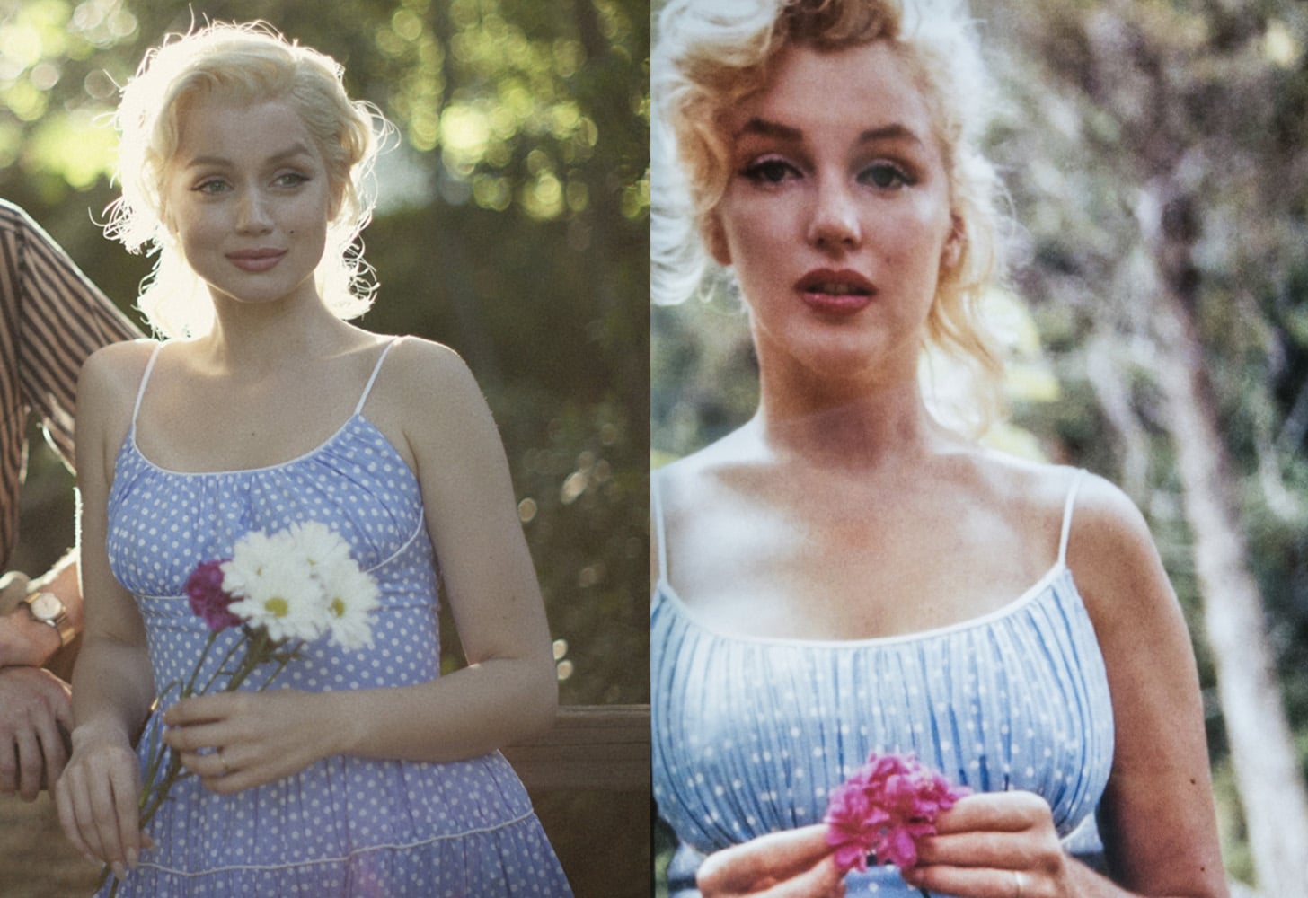 Marilyn Monroe Inspired Blue Polka Dot Dress 1950s Fashion