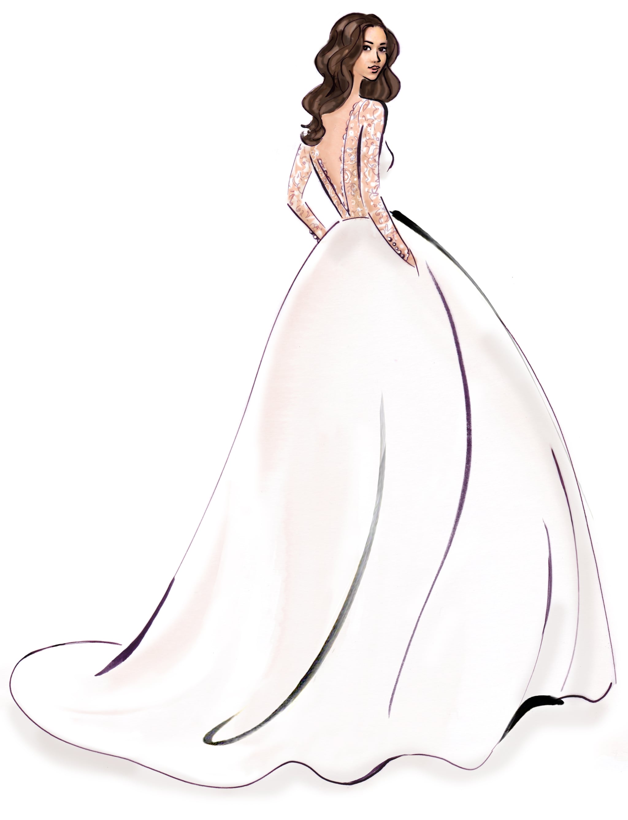 Meghan Markle S Wedding Dress Sketches Popsugar Fashion Middle East