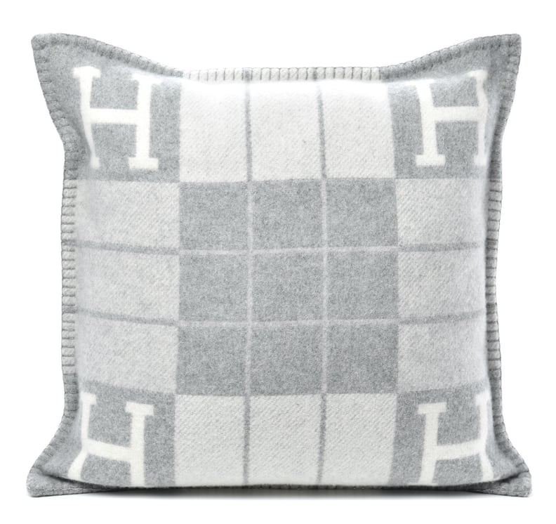 Hermes Wool Cashmere Avalon III Pillow PM Ecru Gris Clair