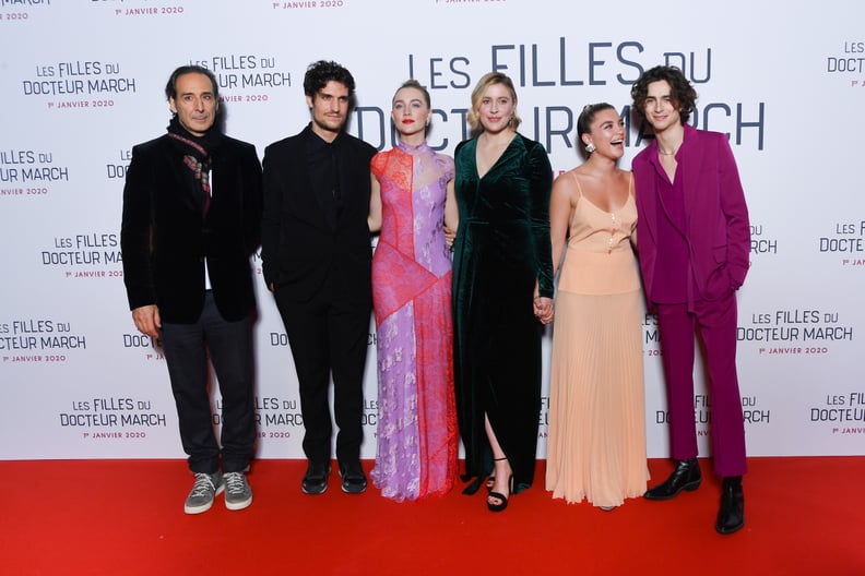 Louis Garrel, Saoirse Ronan, Florence Pugh, and Timothée Chalamet at the  Little Women Premiere, The Little Women Cast Holding Hands at the Paris  Premiere Is So Sweet