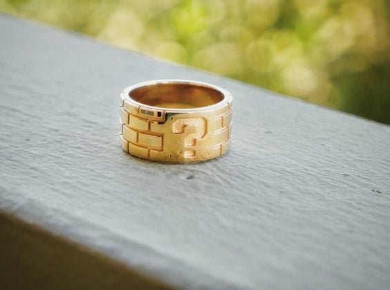 Super Mario Gold-Plated Mystery Brick Ring ($65)