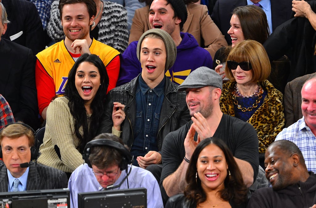 Vanessa Hudgens and Austin Butler were seated near Anna Wintour during a game at Madison Square Garden in December 2012.