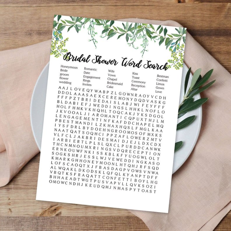 Wedding Word Search Printable Bridal Shower Game