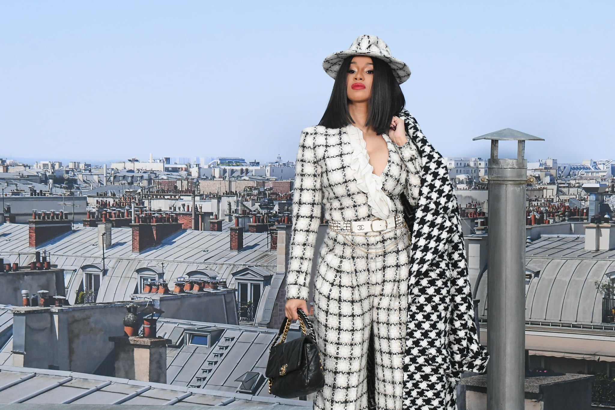 Cardi B at Chanel Spring/Summer 2020 Show, The Chanel Show Could've Ended  the Minute Cardi B Entered the Building in a Sexy Tweed Jumpsuit