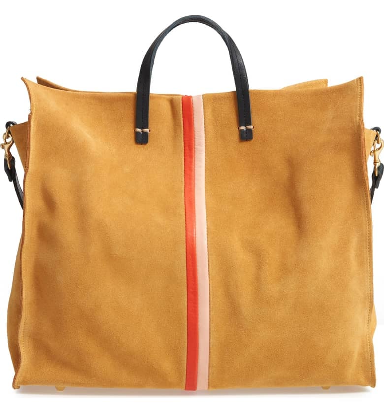 Clare V. Simple Stripe Suede Tote