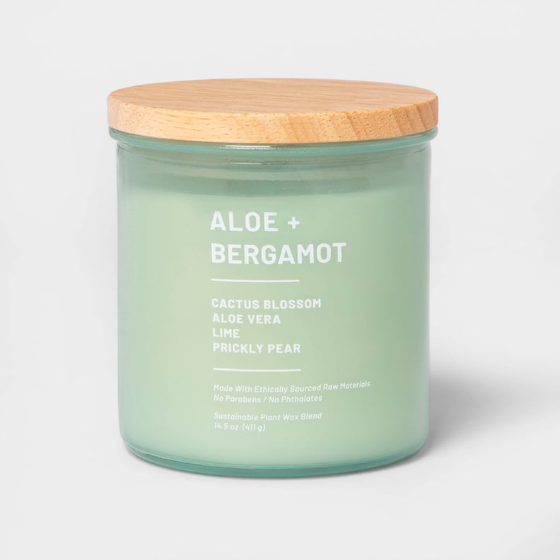 A Fresh, Clean Scent: Project 62 Glass Jar Aloe and Bergamot Candle Green