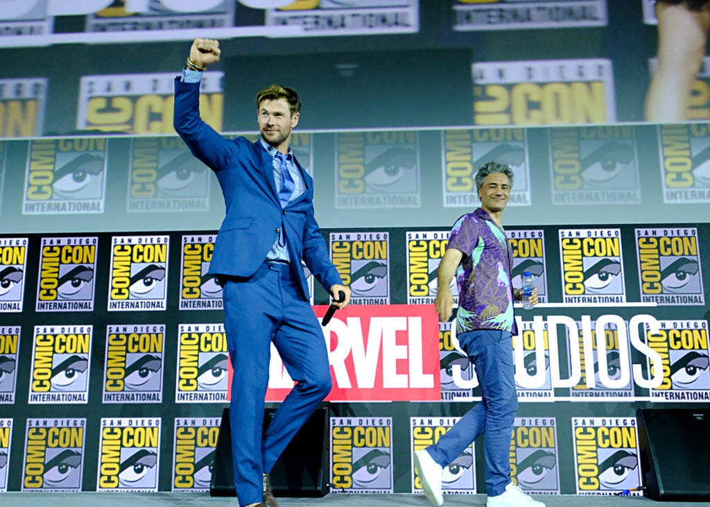 Pictured: Taika Waititi and Chris Hemsworth at San Diego Comic-Con.