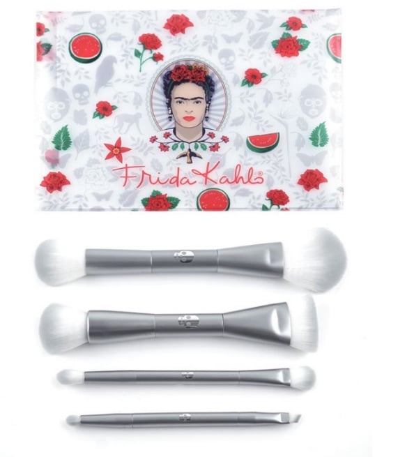 Frida Kahlo Dual Ended Face & Eye 4 pc Brush Set and Cosmetic Case