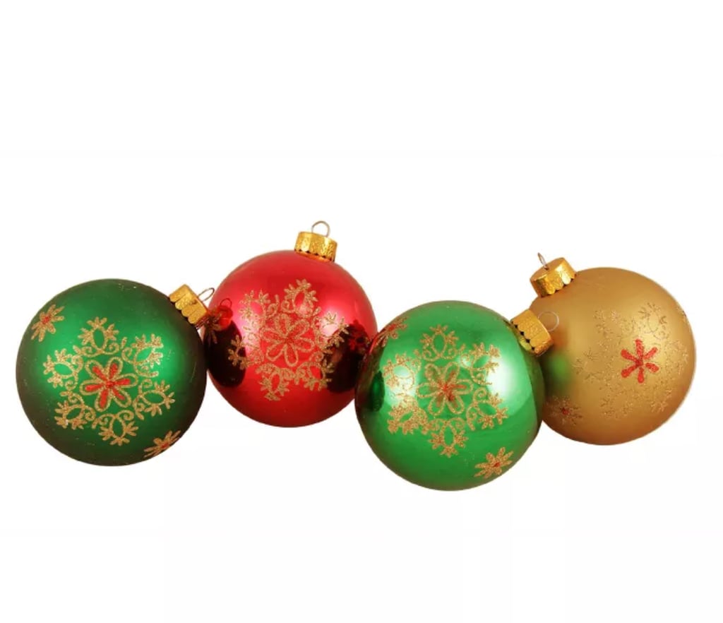 Sterling 4ct Glittered Snowflake Shatterproof Christmas Ball Ornament Set