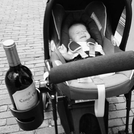 Mom Uses Stroller Cup Holder For Wine Bottle
