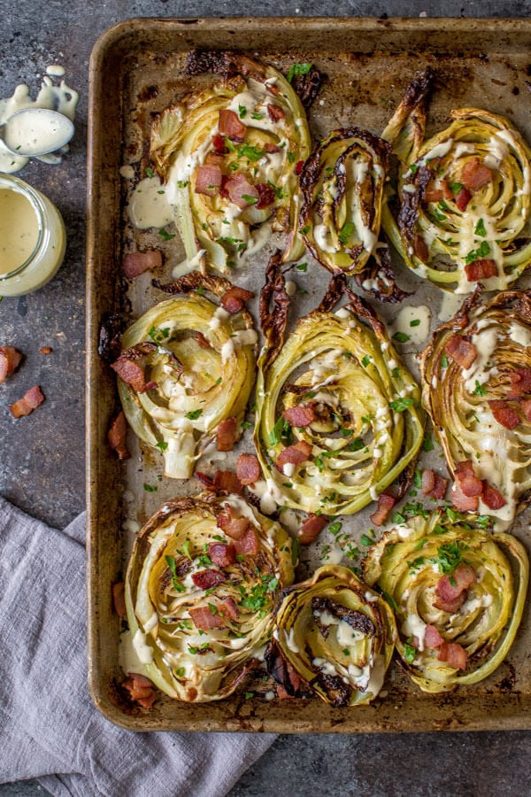 Roasted Cabbage Steaks With Bacon