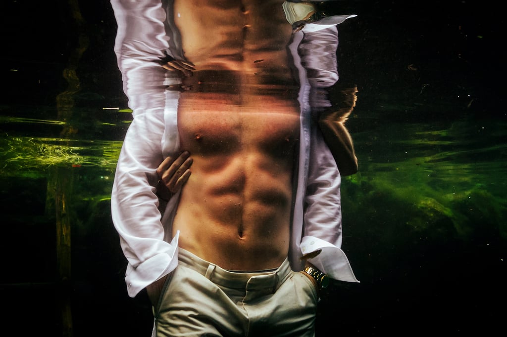 Underwater Trash-the-Wedding-Dress Shoot