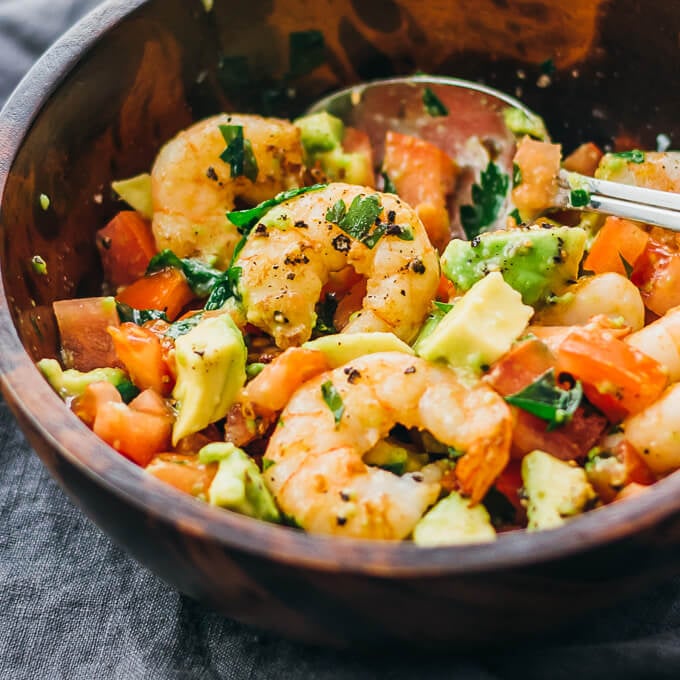 Shrimp Avocado Salad With Tomatoes and Feta