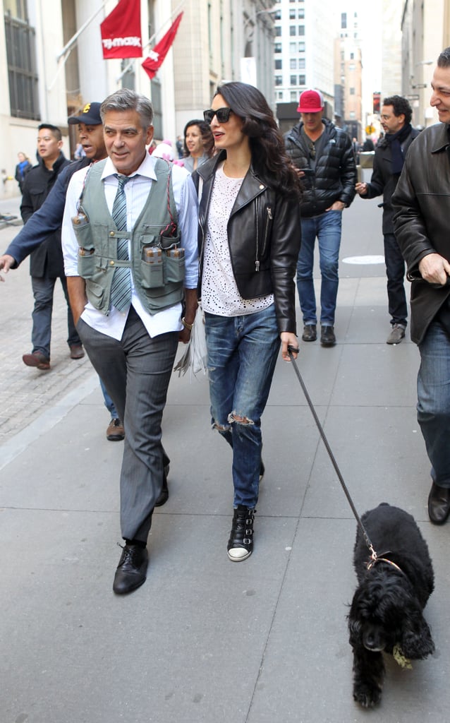 Amal Clooney Wearing Balenciaga Leather Jacket