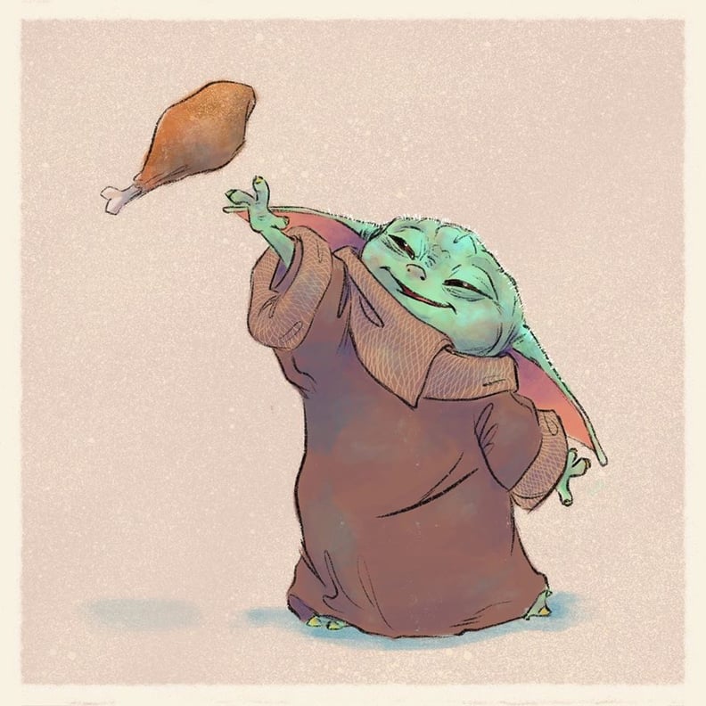 Baby Yoda Eating a Turkey Leg