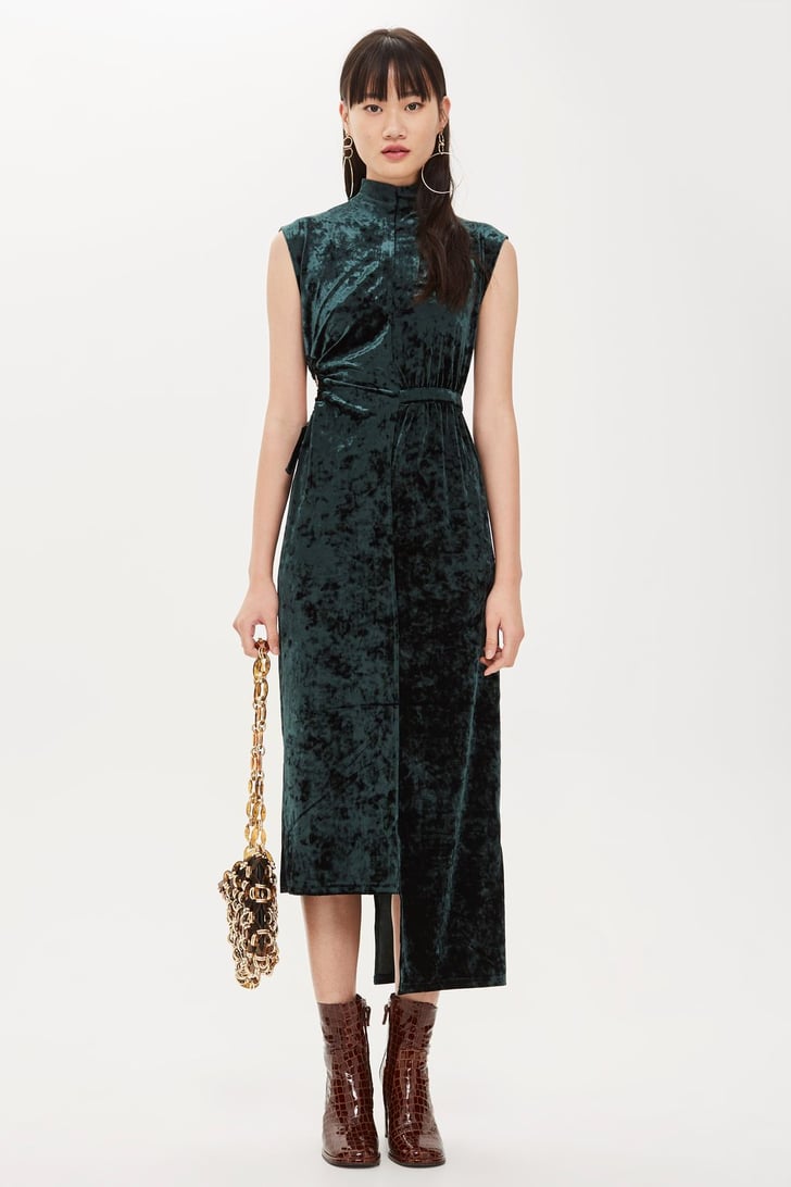 Topshop green sale velvet dress