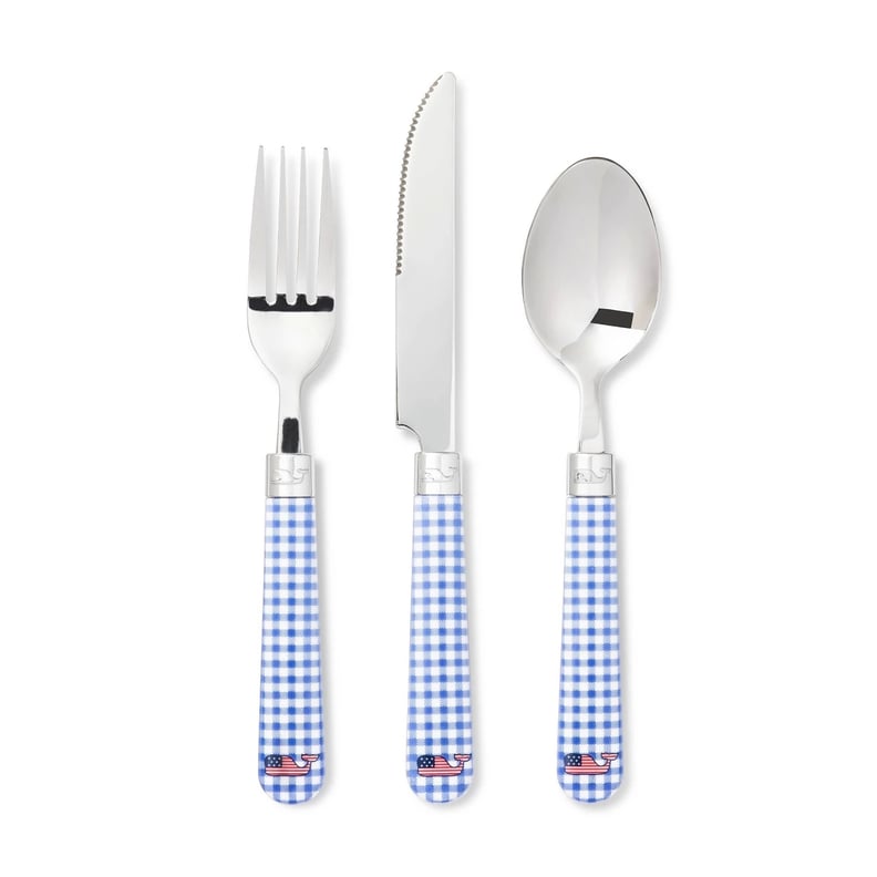 Flag Whale and Gingham Flatware Set