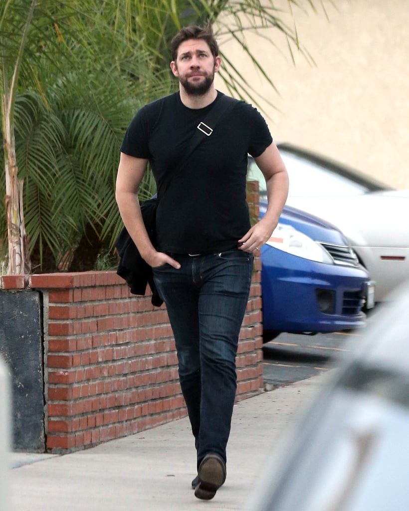John Krasinski made an adorable face in LA on Friday. Celebrity
