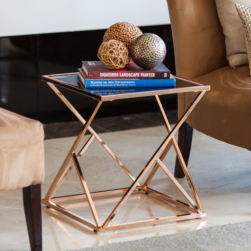 Willa Arlo Interiors Ghita Glass Top Frame End Table