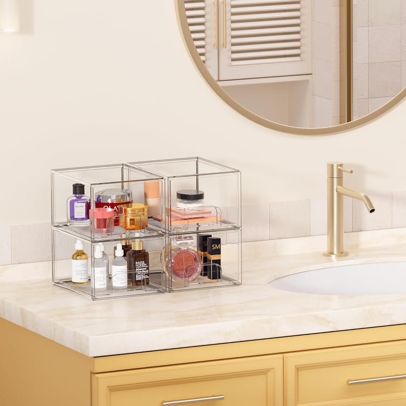 2-Tier Amber & Clear Acrylic Bathroom Storage Rack Makeup Cosmetic Organizer