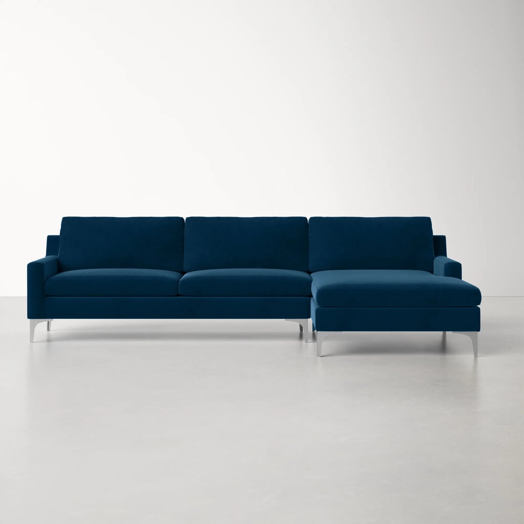 A Velvet Sectional: AllModern Jasper Velvet Stationary Sofa & Chaise Sectional