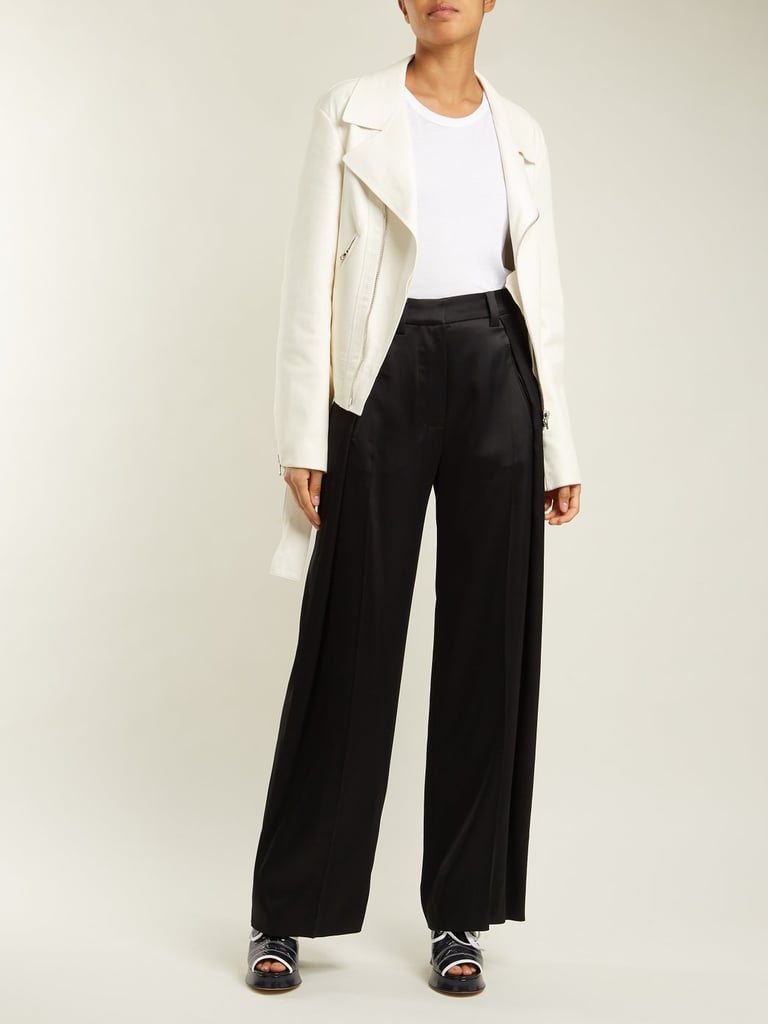 Summa Foldover wide-leg satin trousers